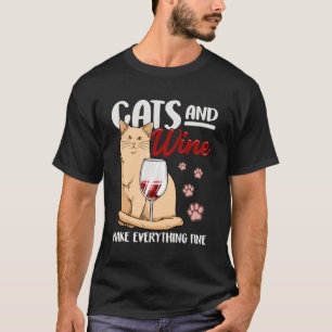 Camiseta Gatos E Vinho Tornam Tudo Bons E Engraçados Peles 
