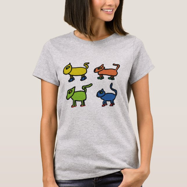 Camiseta Gatos Em Calçados (Frente)