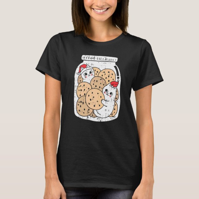 Camiseta Gatos Em Cookie Jar No Natal Pajama Cute Kitten Ki (Frente)