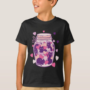 Camiseta Gatos Em Dia de os namorados De Garrafa Corações B
