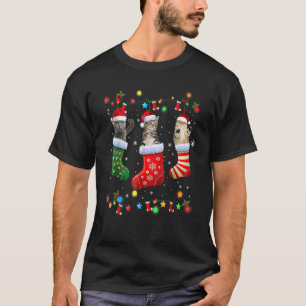 Camiseta Gatos em pijamas de meia de Natal Festa de Natal G