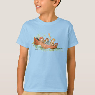 Camiseta Gatos em T-Shirt de Barco de Linha