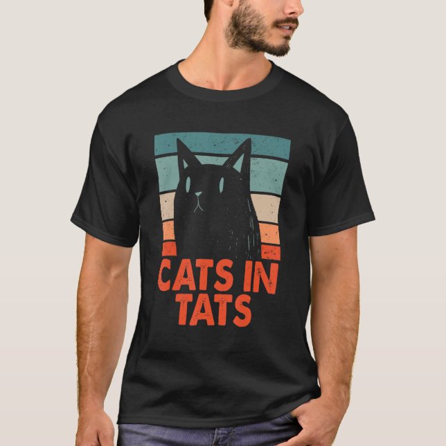 Camiseta Gatos em Tats Gato Tatuagem do Lover do Gato Tatua (Frente)