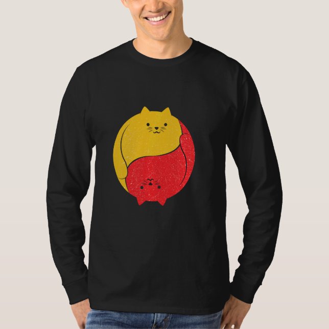 Camiseta Gatos Engraçado Engraçado Hilário Yin Yang Chubby (Frente)