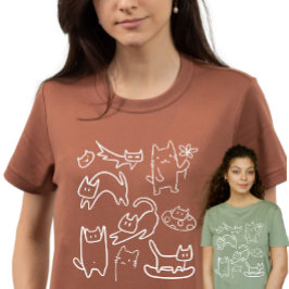 Camiseta Gatos Engraçados Doodles
