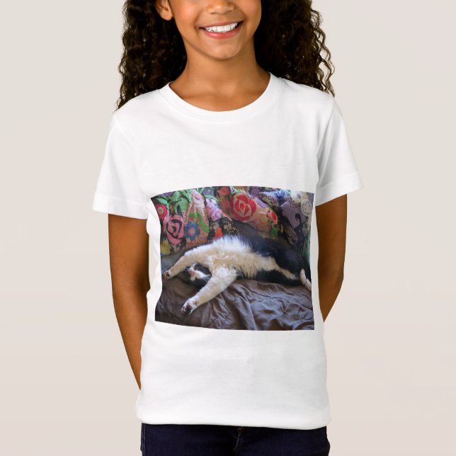 Camiseta Gatos Engraçados E Engraçados Dormindo Meninas T C (Frente)