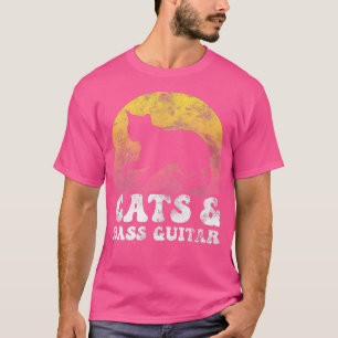 Camiseta Gatos Engraçados E Violão-Bass Vintage Retro Hobby