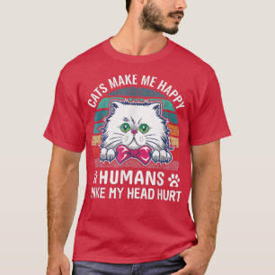 Camiseta Gatos Engraçados Fazem-me Feliz Humans Minha Cabeç
