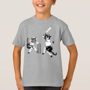 Camiseta Gatos Engraçados Jogando Críquete