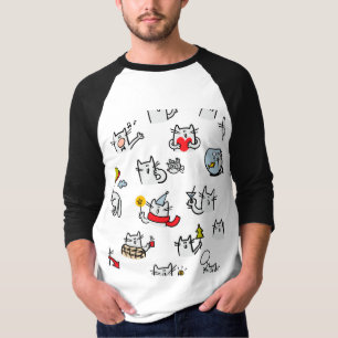 Camiseta Gatos engraçados, leite e magia.