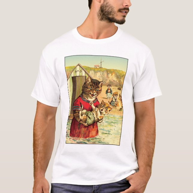 Camiseta Gatos Engraçados na Praia - Louis Wain (Frente)