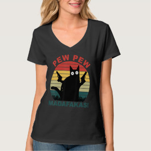 Camiseta Gatos Engraçados Pew Pew Madafakas Cat