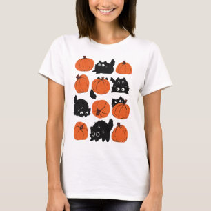 Camiseta Gatos Engraçados Retro Groovy Pumpkin Halloween Th