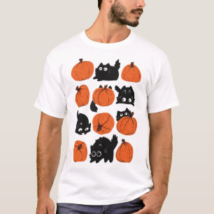 Camiseta Gatos Engraçados Retro Groovy Pumpkin Halloween Th