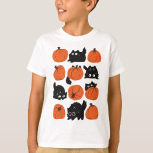 Camiseta Gatos Engraçados Retro Groovy Pumpkin Halloween Th