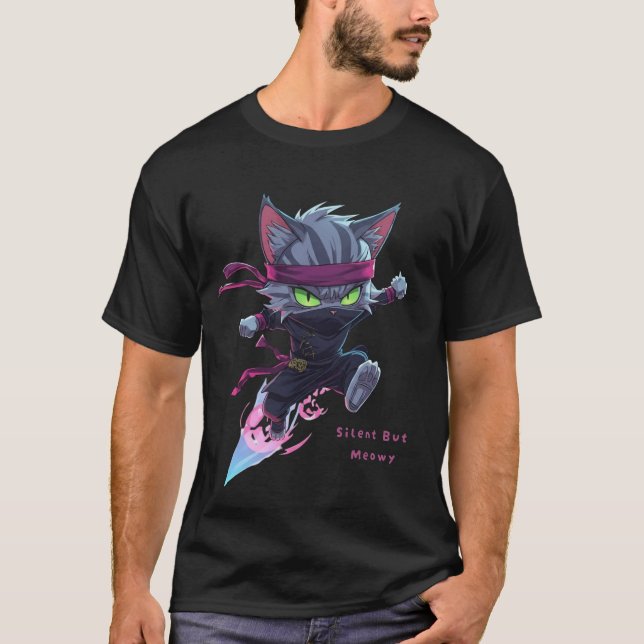 Camiseta Gatos engraçados silenciosos, mas miados (Frente)