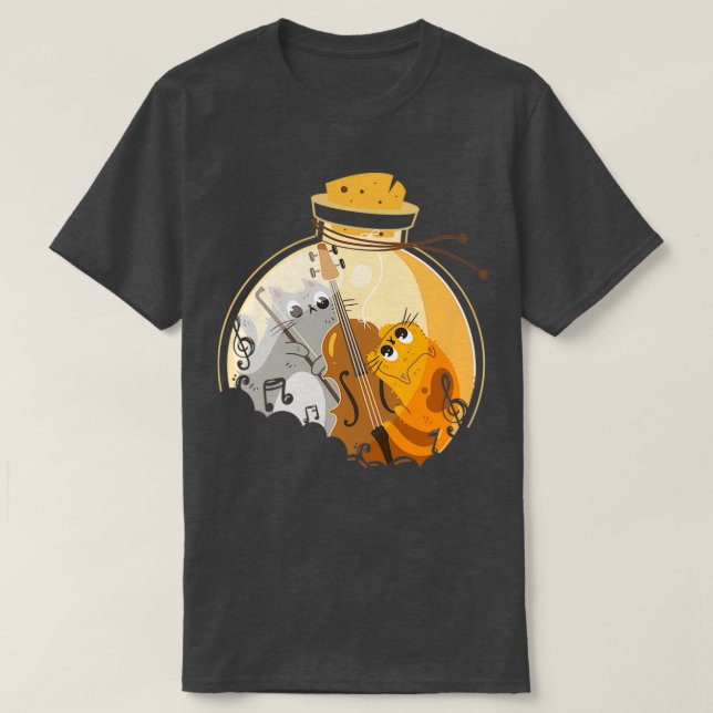 Camiseta Gatos Engraçados Tocando Violino (Frente do Design)