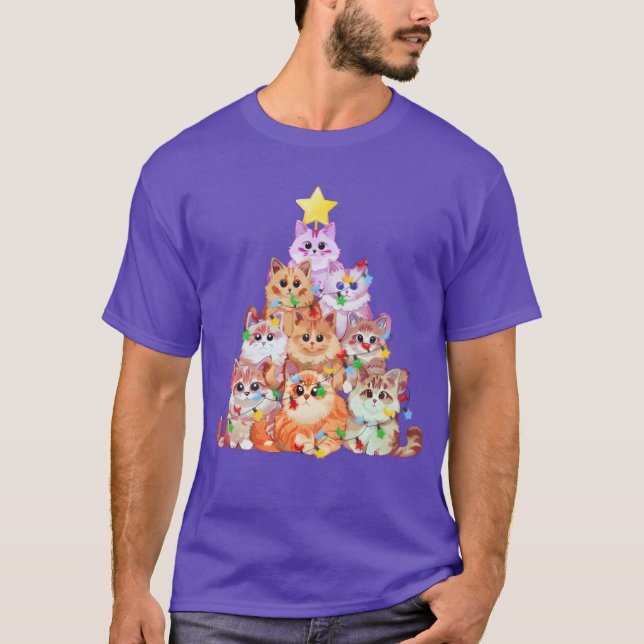 Camiseta Gatos enrolados nas Luas de Natal Natal Natal Nata (Frente)