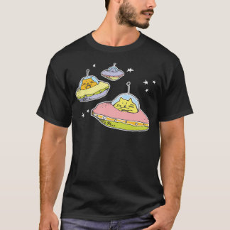 Camiseta Gatos Espaciais Em Azul Transmissível