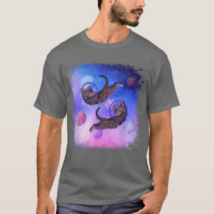 Camiseta Gatos Espaciais Engraçados Gatinhos Astronautas Pl