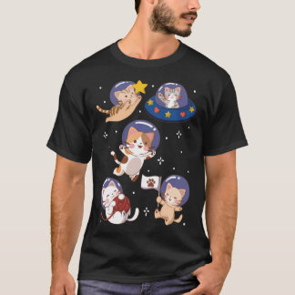 Camiseta Gatos Espaciais Kawaii