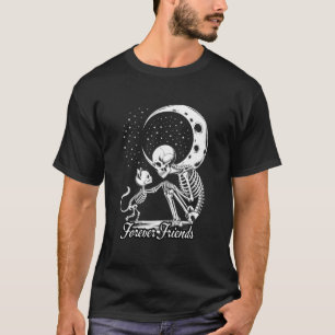 Camiseta Gatos Esqueleto Amigos Para Sempre Gótico Lua Hall