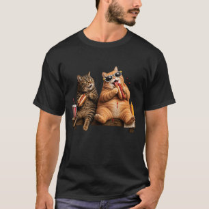 Camiseta Gatos Famintos Comendo Cachorros Quentes Hora do L