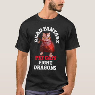 Camiseta Gatos Fantásticos Combatem Dragões Bookic Fantasy