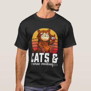 Camiseta Gatos Fazer De Vinho Pai De Gato Provando Mãe Bebi