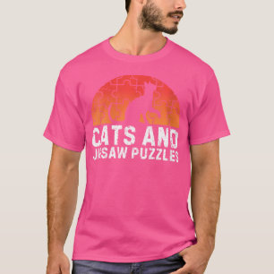 Camiseta Gatos Femininos E Puzzles De Quebra-Cabeça Gato E