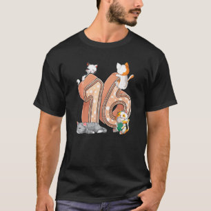 Camiseta Gatos festa de 16 anos de idade, dezesseis gatos v