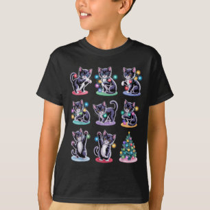 Camiseta Gatos Festivos Acendem O Natal Para Amantes De Gat