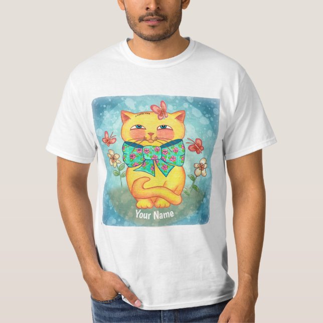 Camiseta Gatos Flores Amarelas (Frente)