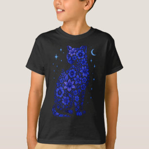 Camiseta Gatos Flores Lua Estrelas