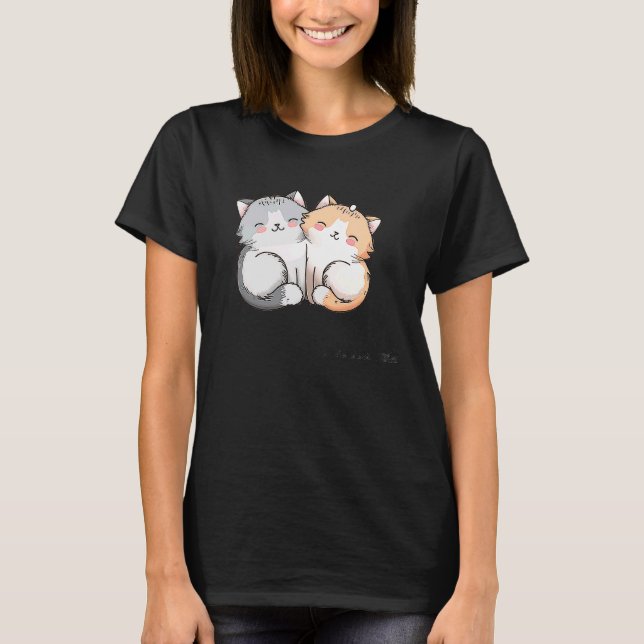 Camiseta Gatos Fluffy Adoráveis e Bonitos a Sorrir e a Esfr (Frente)