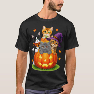 Camiseta Gatos Fofos Abóbora Halloween Assustador