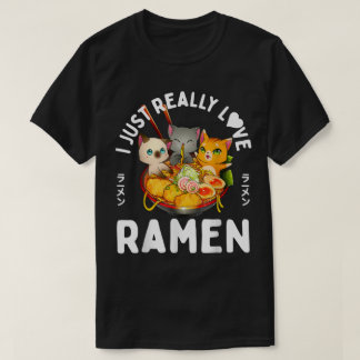 Camiseta Gatos Fofos Amam o Design do Tazón de Ramen