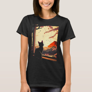 Camiseta Gatos fofos com flores de cerejeira Sakura estétic
