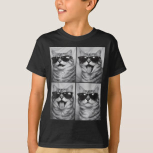 Camiseta Gatos Fofos com Óculos de Sol Foto de Animais Gato