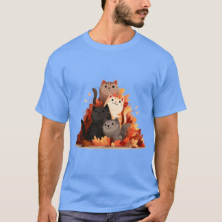 Camiseta Gatos Fofos em Folhas menino