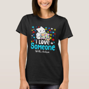 Camiseta Gatos Fofos Eu Amo Alguém Com Autismo Quebra-Cabeç