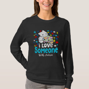 Camiseta Gatos Fofos Eu Amo Alguém Com Autismo Quebra-Cabeç