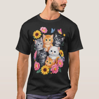 Camiseta Gatos Fofos Flor Floral