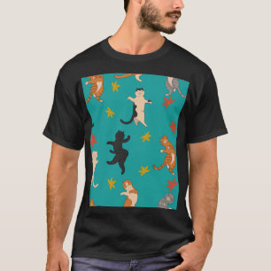 Camiseta Gatos, folhagem de outono, padrão fofo