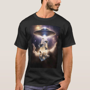 Camiseta Gatos Galáxia OVNI Alien