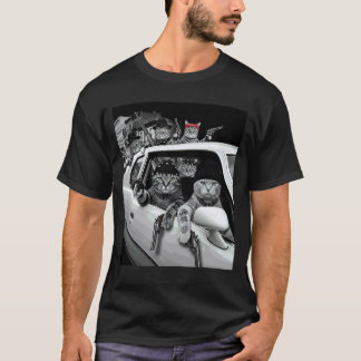 Camiseta Gatos Gângster Engraçados Desenho de Rua