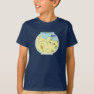 Camiseta Gatos - Gato Em Um Fishbowl diz Oi