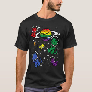Camiseta Gatos Gays No Espaço Mês do Orgulho Arco-Íris Alia