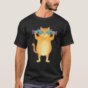 Camiseta Gatos Gordos Capturando Peixes Olhos de Peixes Gat