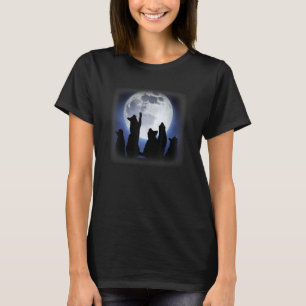 Camiseta Gatos Gritando Olhando para a Lua para o Gato